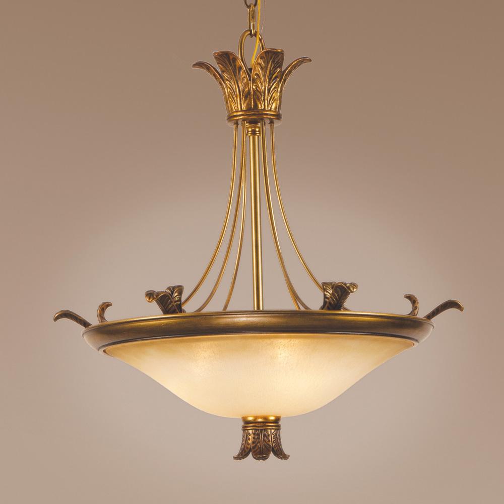 Three Light Gold Up Chandelier