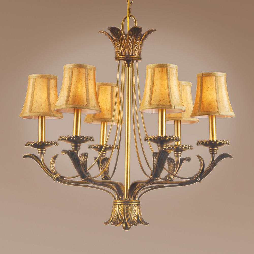 Six Light Gold Up Chandelier