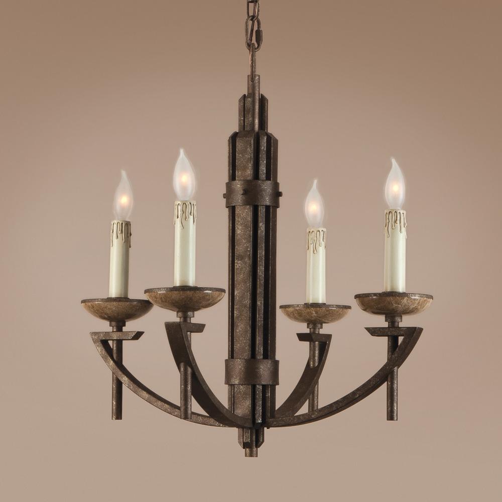 Four Light Bronze Up Chandelier