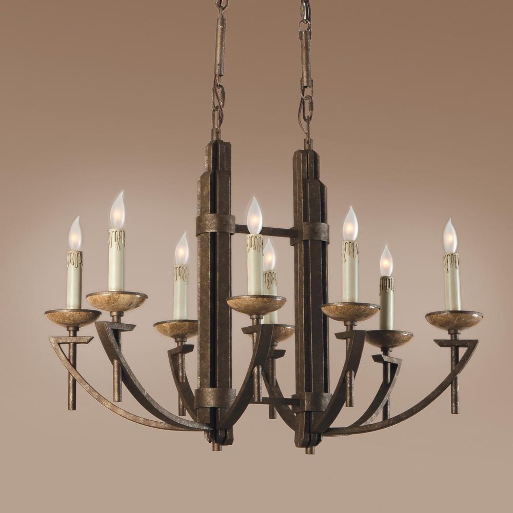 Eight Light Bronze Up Chandelier