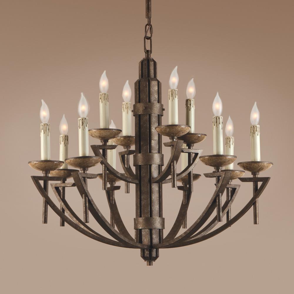 Twelve Light Bronze Up Chandelier