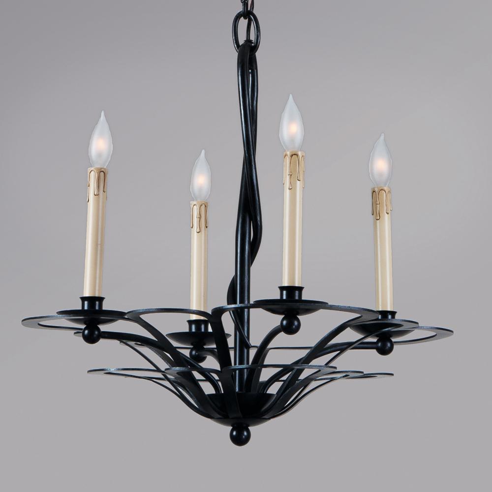 Four Light Black Up Chandelier