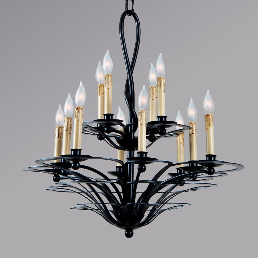 Twelve Light Black Up Chandelier