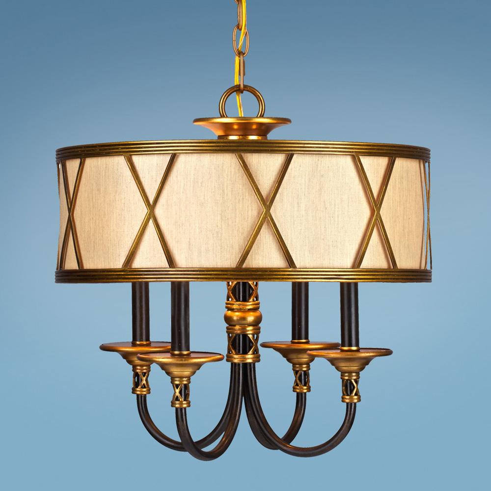 Four Light Black Drum Shade Chandelier