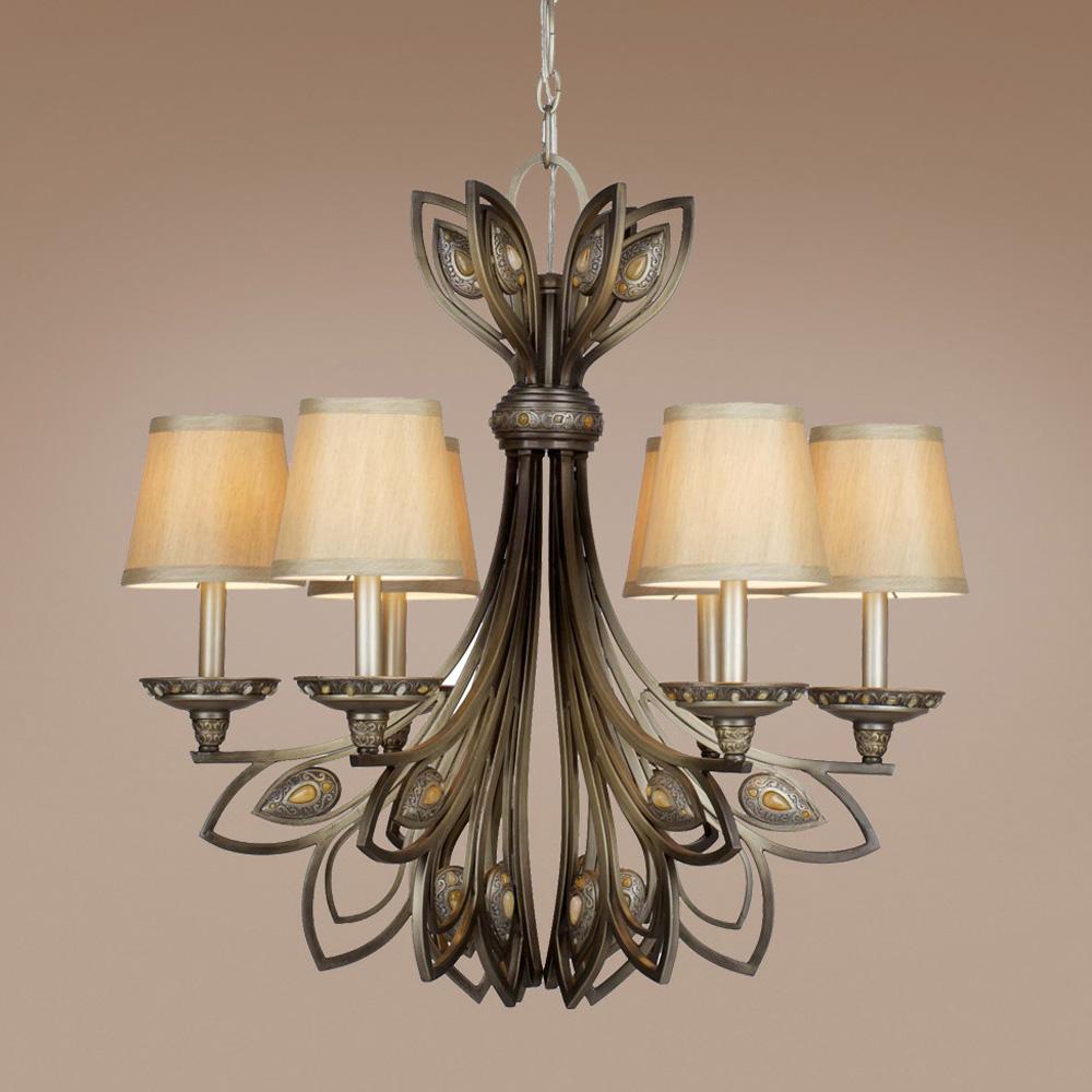 Six Light Gold Up Chandelier