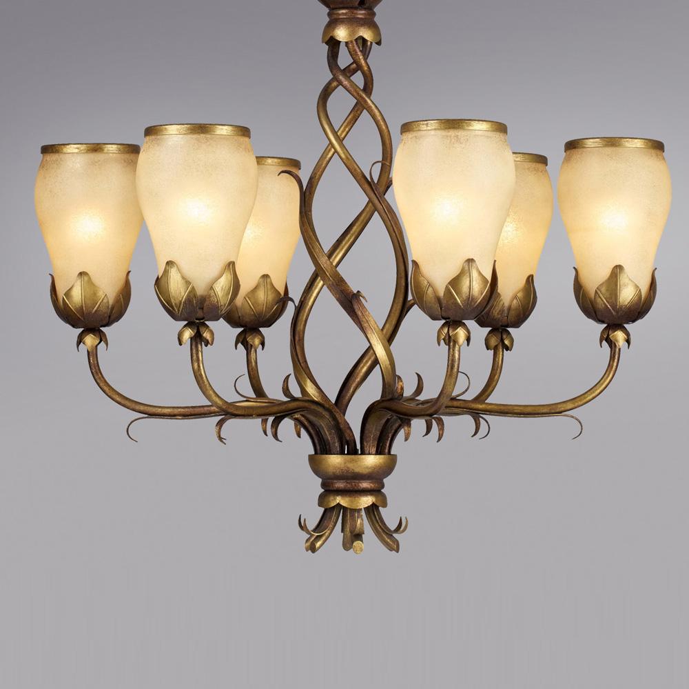 Six Light Gold Up Chandelier