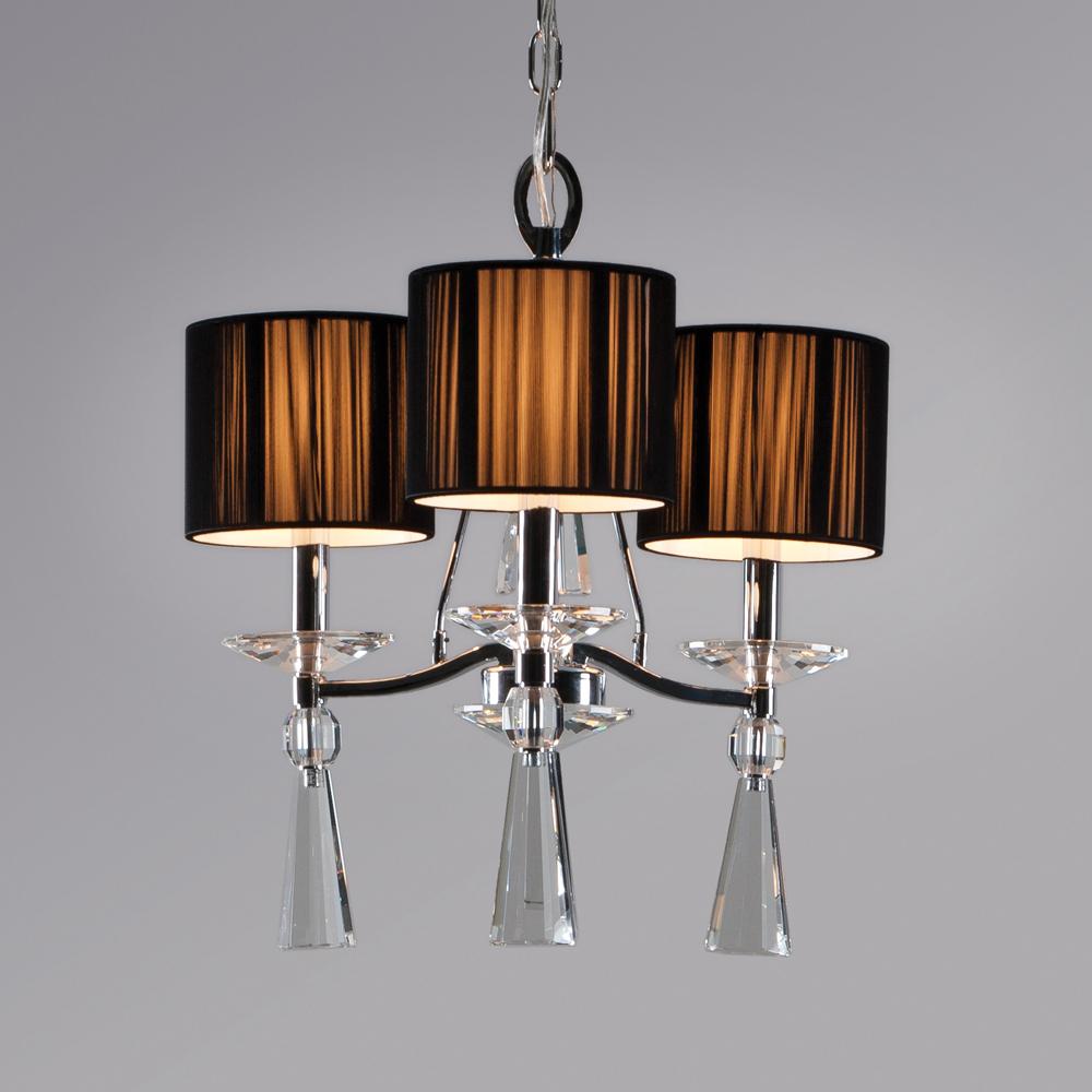 Three Light Chrome Drum Shade Mini Chandelier