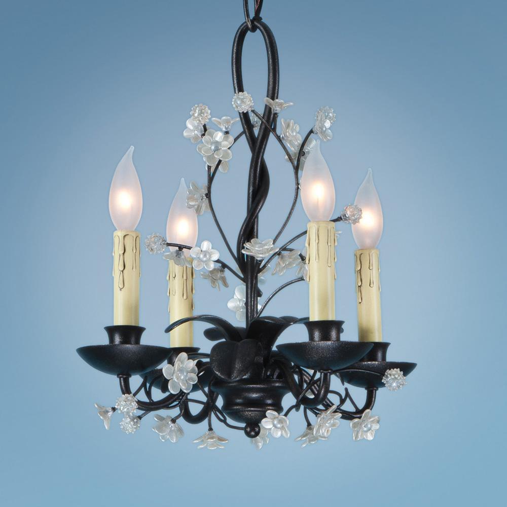 Four Light Black Up Mini Chandelier