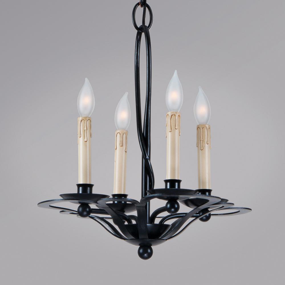 Four Light Black Up Mini Chandelier