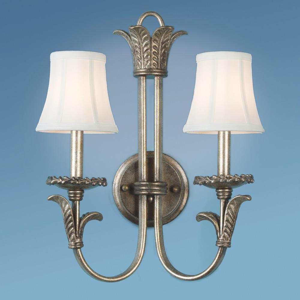 Two Light Silver Wall Light