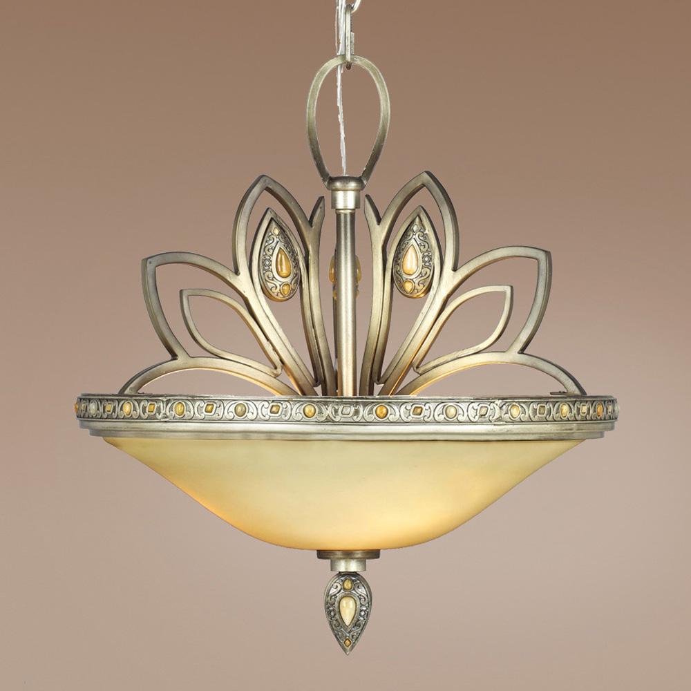 Three Light Gold Bowl Semi-Flush Mount