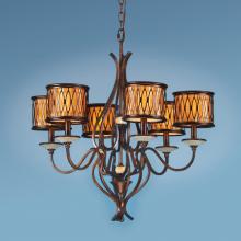 Authenticity 10-0019-06-12 - Six Light Bronze Drum Shade Chandelier