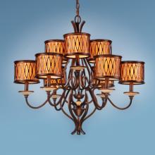 Authenticity 10-0020-09-12 - Nine Light Bronze Drum Shade Chandelier