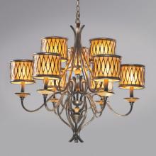 Authenticity 10-0022-09-13 - Nine Light Silver Drum Shade Chandelier