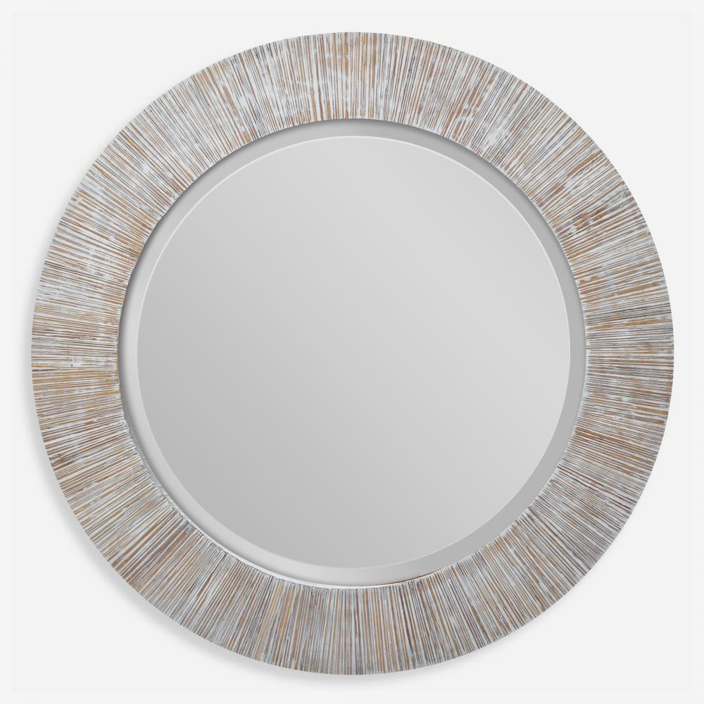 Repose Whitewash Round Mirror