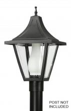 Wave Lighting 612-BK - VANGUARD POST LANTERN BLACK W/CLEAR BEVELED LENS