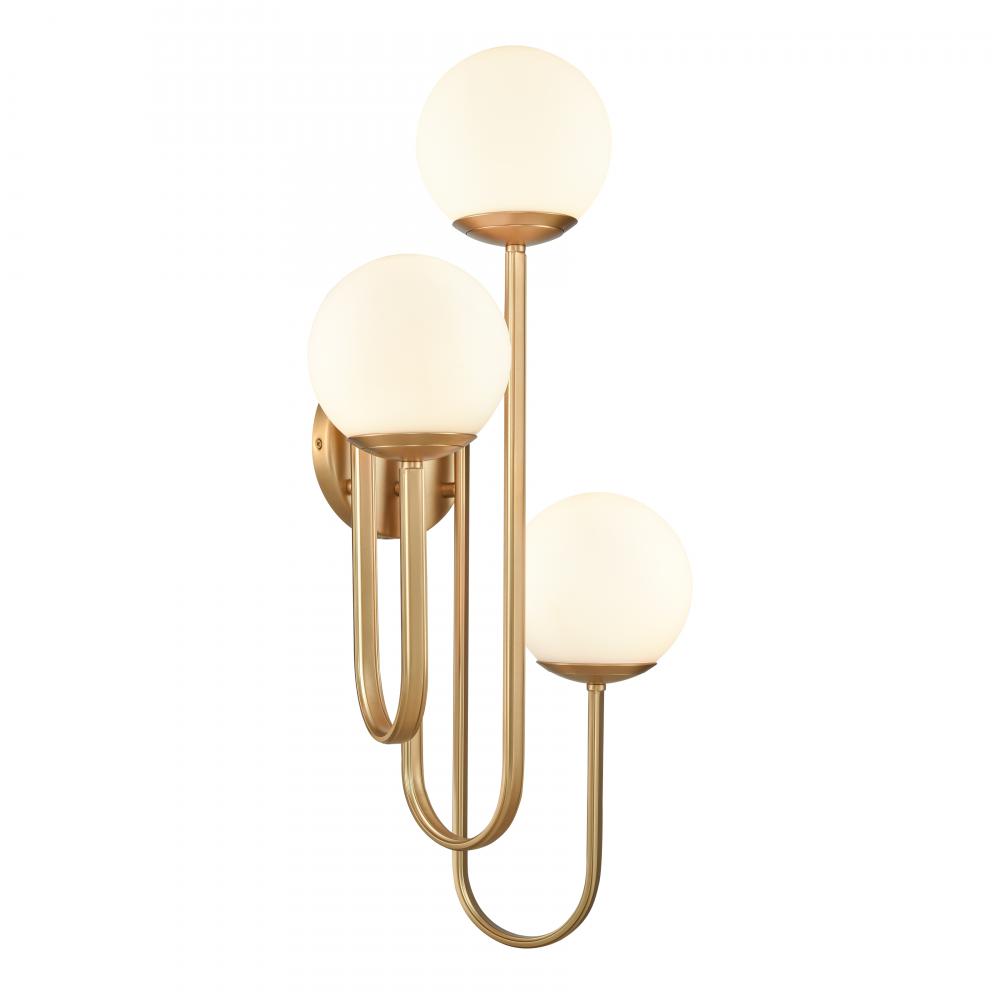 Caroline 28'' High 3-Light Right Sconce - Brushed Gold