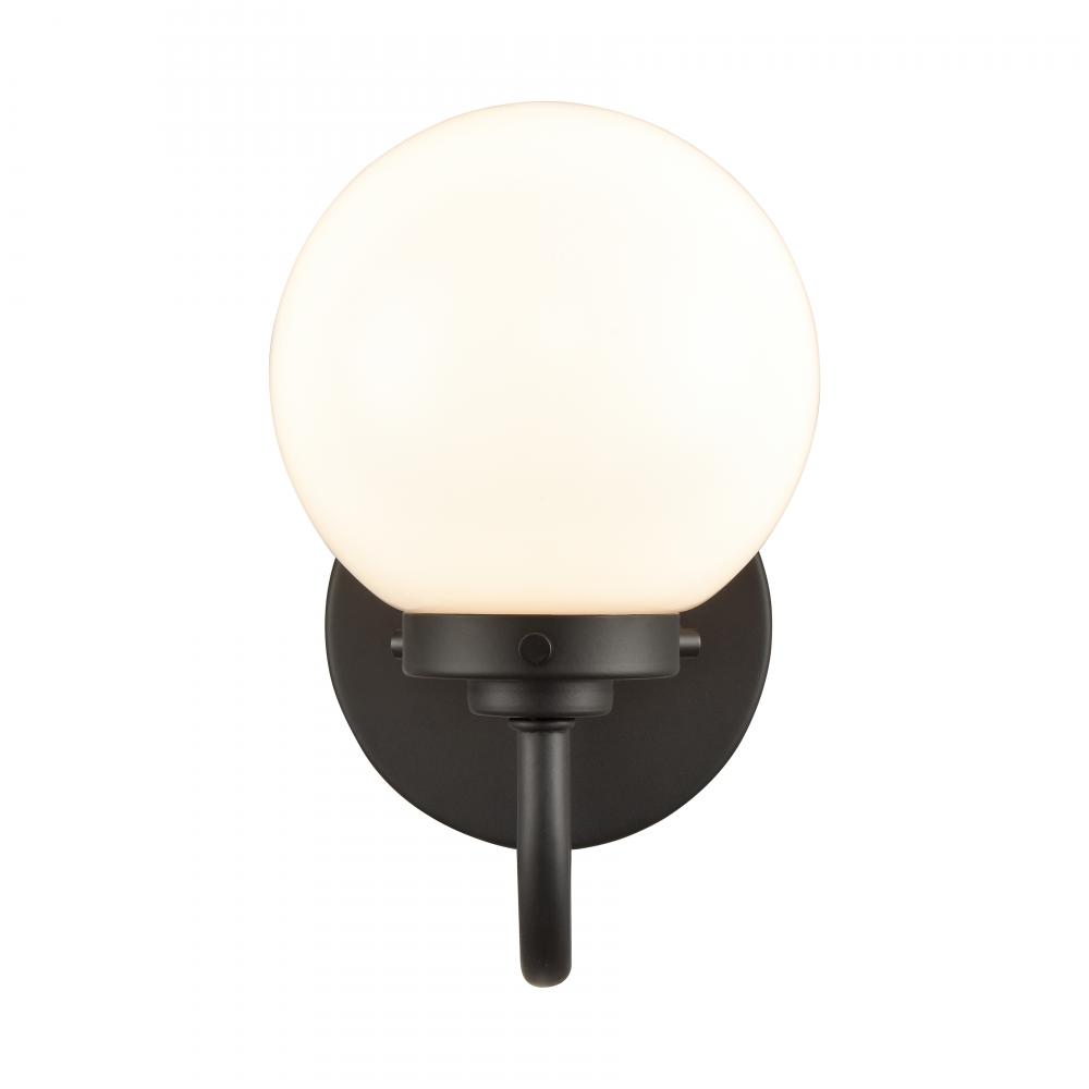 Fairbanks 8.5'' High 1-Light Sconce - Matte Black with Opal