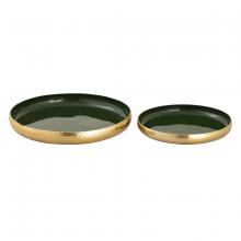 ELK Home H0897-9781/S2 - Nelson Tray - Set of 2 Dark Green Enamel (2 pack) (2 pack)