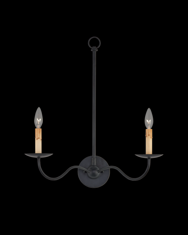 Saxon Double-Light Black Wall Sconce